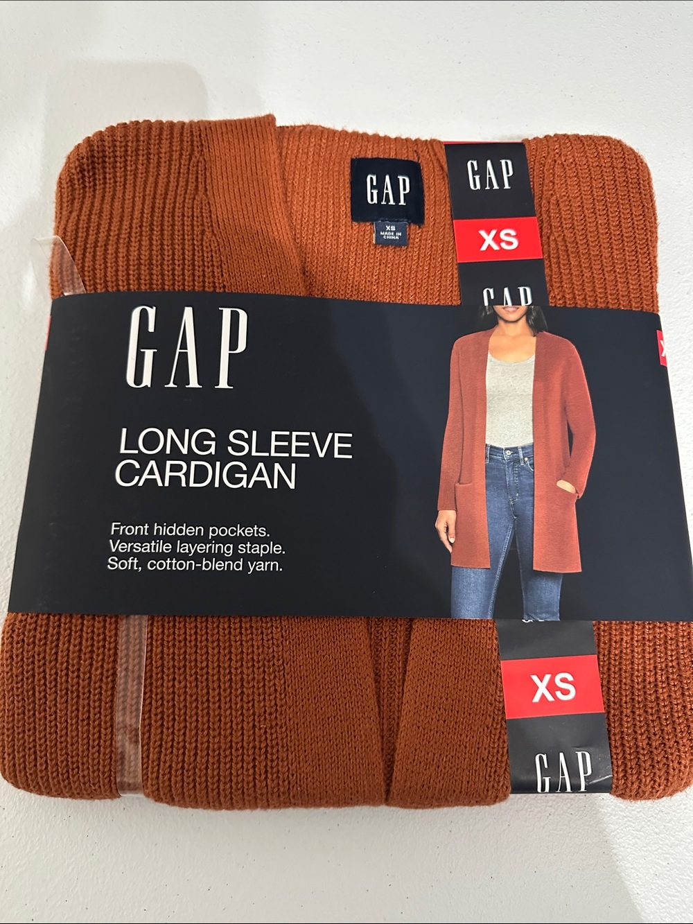 GAP Long Sleeve Cardigan - Rust Orange